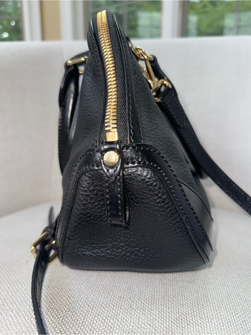 Black Burberry Orchard Leather Handbag with Gold Tone Hardware - Picture 6 of 13
